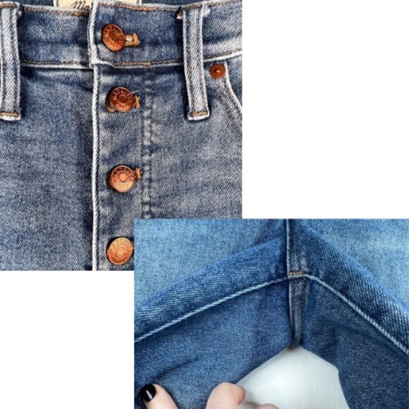 MADEWELL 10" Button Front High Rise Frayed Hem Skinny Jean Size 6/28 - Picture 4 of 12